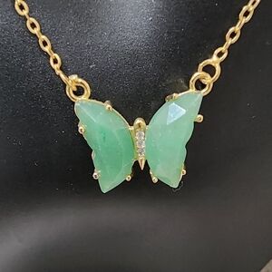 Natural Green Gemstone Butterfly necklace